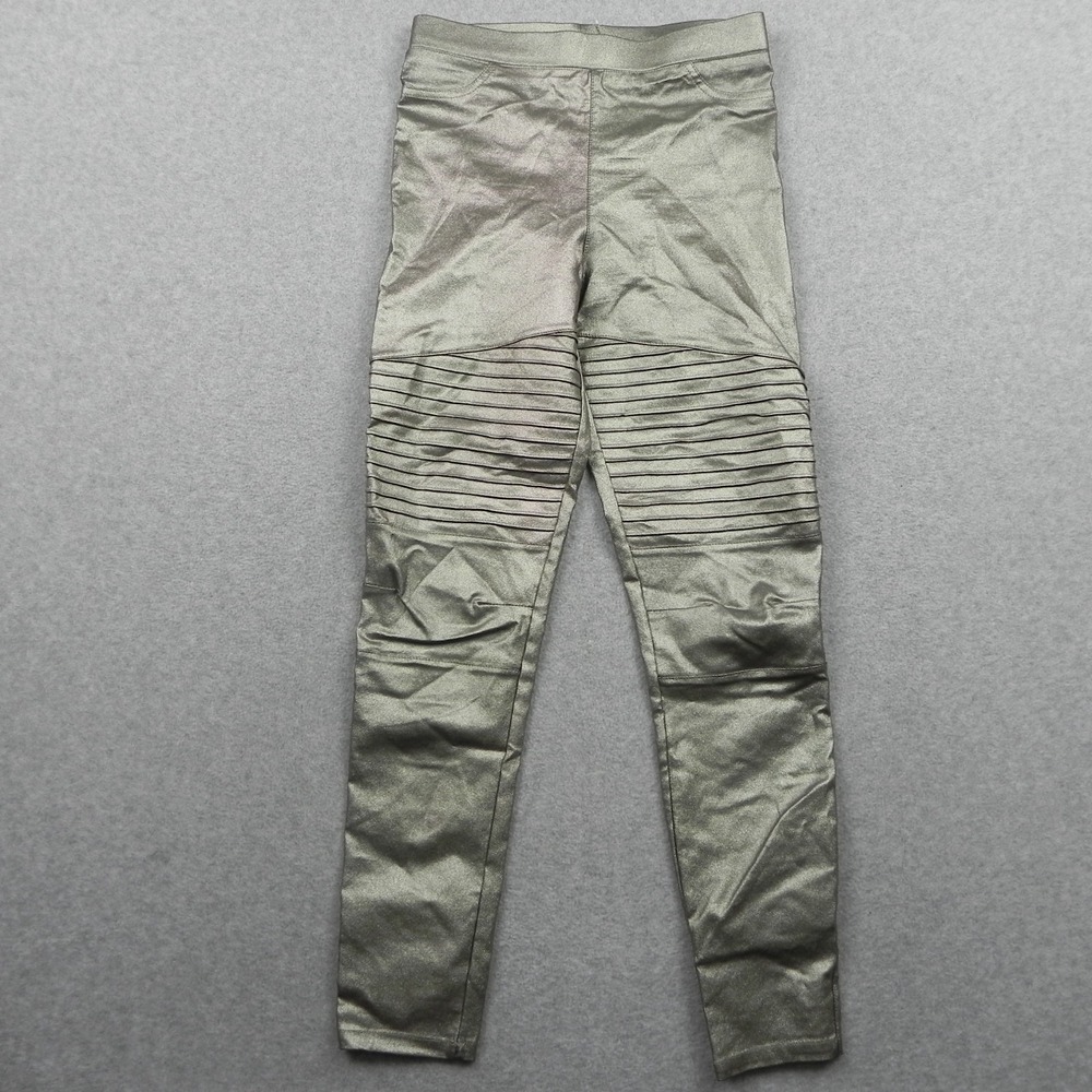 Oober Swank Leggings Womens Medium Coated High-Waist Moto Stretch Metallic Gold